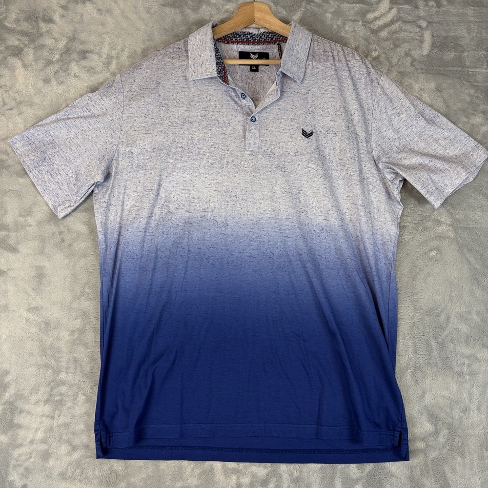 Butter Cloth Polo Shirt Cotton Blue Mens XL Cotton Short Sleeve Dip Dye